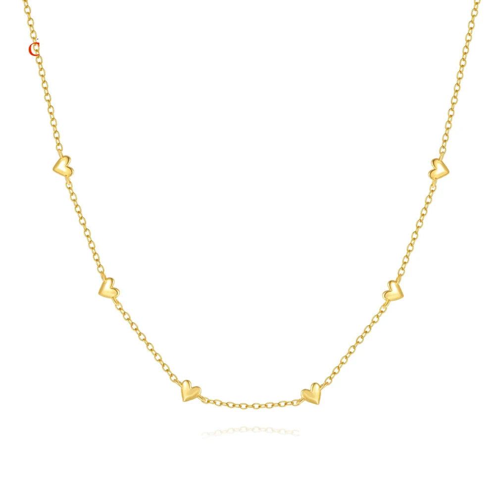Canner 925 prata esterlina suave coração forma sobreposição clavícula colar para mulher 18k ouro ins simples colar jóias finas presente