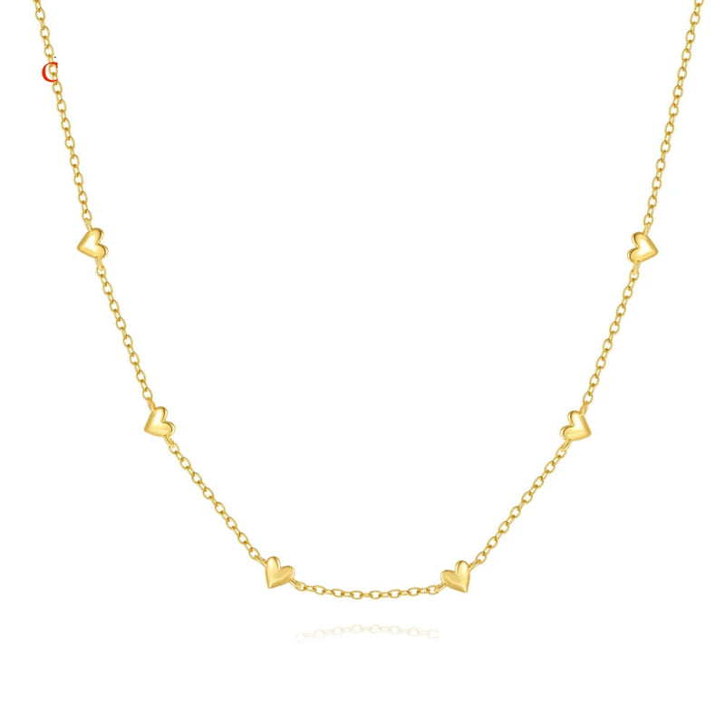Canner 925 prata esterlina suave coração forma sobreposição clavícula colar para mulher 18k ouro ins simples colar jóias finas presente