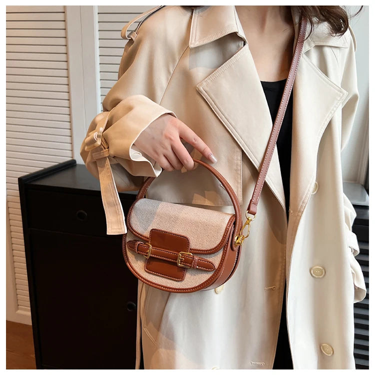 Novo design feminino lona pequena bolsa de ombro moda bolsas retro couro do plutônio feminino sela sacos Laides Cross Body Bags