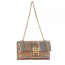 Saco de palha festa à noite bolsa moda feminina tecer padrão ouro embreagem mensageiro bolsas senhora diariamente deslocamento carteira sacos