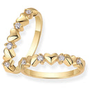 Anel de coração dourado de 2 mm com detalhes de moissanite brilhantes – prata esterlina S925 para um símbolo atemporal de amor e elegância