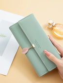 Venda quente primavera e verão nova feminina couro do plutônio japonês e coreia do sul pequena folha fresca pingente três dobras saco grande capa