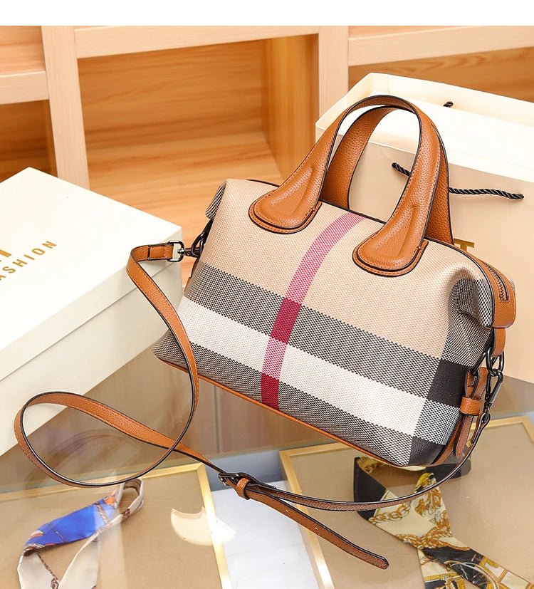 Bolsa de Ombro Feminina Xadrez, Bolsas Femininas Boston, Moda de Luxo, Messenger Bags, Designer de Marca, Bolsas Crossbody Portáteis, 2023