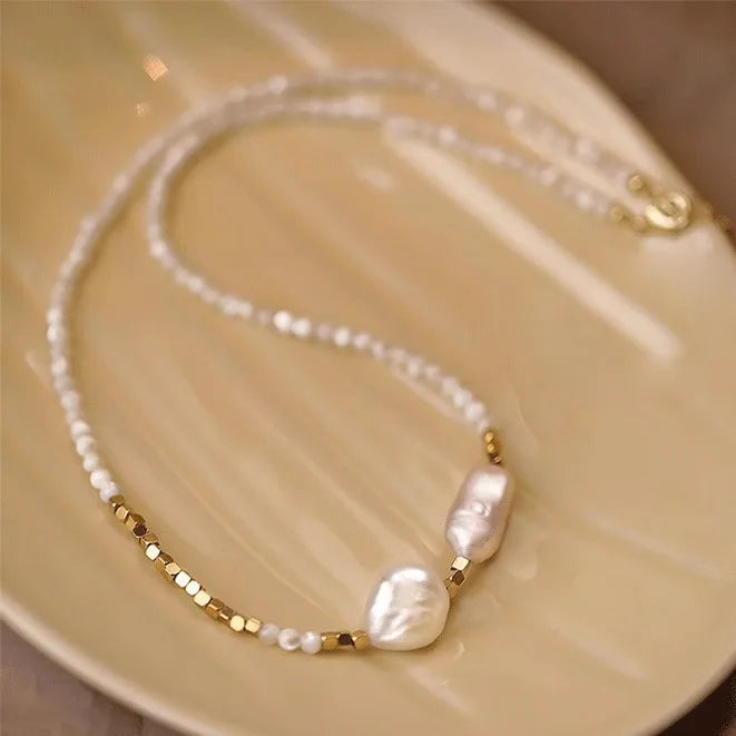 Elegante Natural Barroco de Água Doce Colar de Pérolas para Mulheres, Ouro 14K Cheio Senhora Contas Cadeia, Jóias, Presentes de Aniversário, Nova Chegada