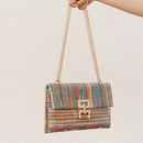 Saco de palha festa à noite bolsa moda feminina tecer padrão ouro embreagem mensageiro bolsas senhora diariamente deslocamento carteira sacos