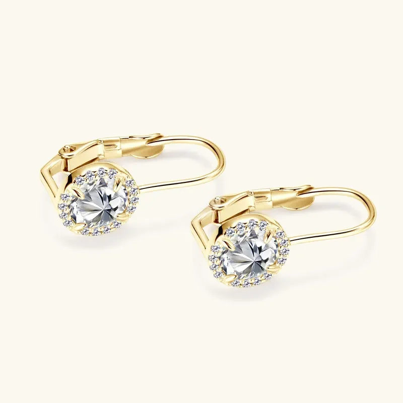 2024 aros de luxo para mulheres 6.5mm 1.0ct moissanite brincos 18k banhado a ouro 925 prata clipe brincos jóias presente natal