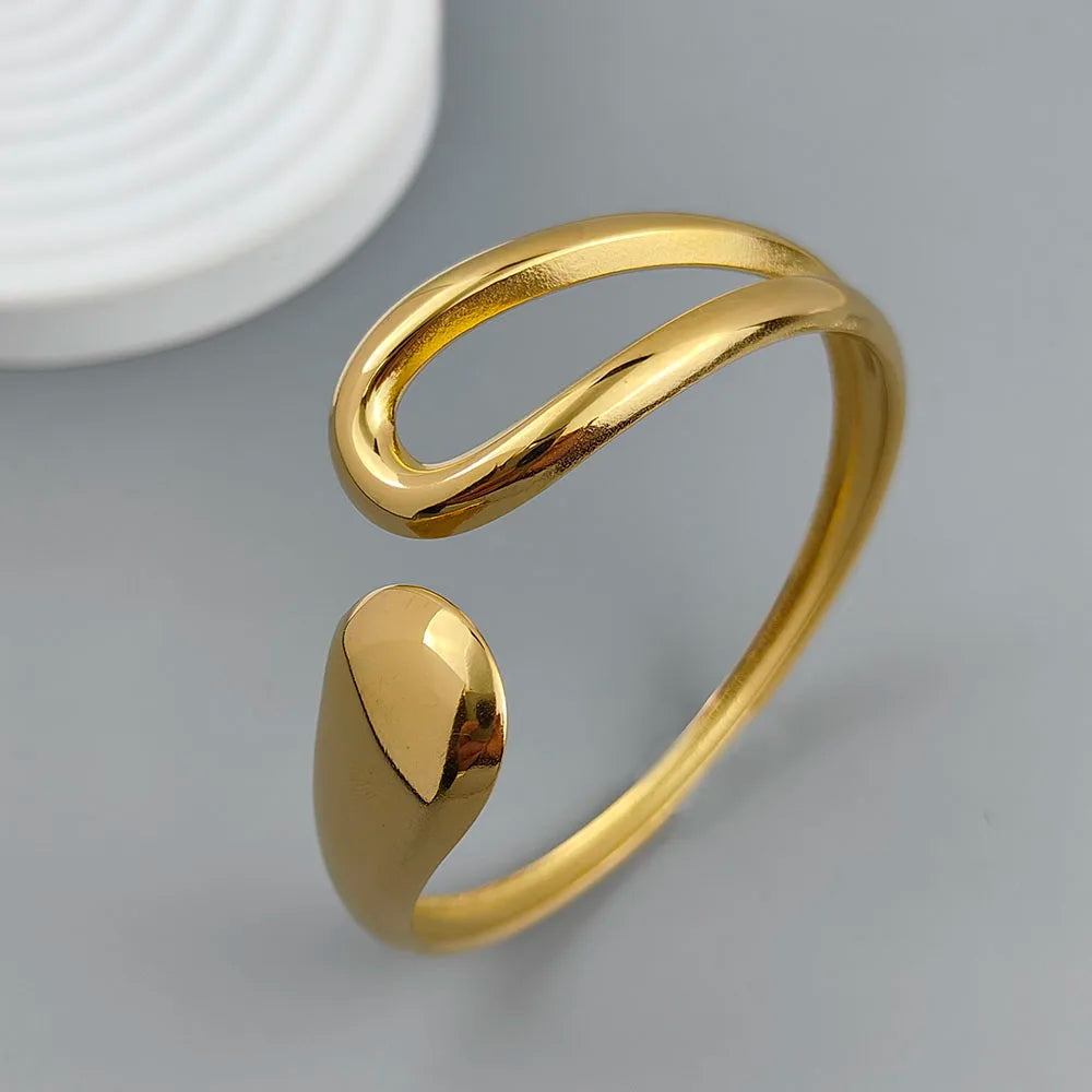 Nova gota de água oca de aço inoxidável banhado a ouro 18K pulseira, joias de prata à prova d'água de alta qualidade, presente para casais