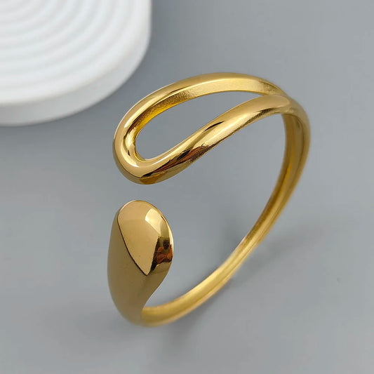 Nova gota de água oca de aço inoxidável banhado a ouro 18K pulseira, joias de prata à prova d'água de alta qualidade, presente para casais