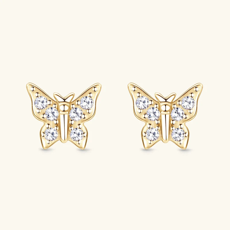 Oxtao 925 prata esterlina moissanite borboleta brincos jóias femininas espumante laboratório diamante piercing brinco presente gra certificado