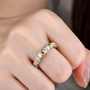 D Cor Moissanite Anéis de Diamante para Mulheres, X-Shaped Row Ring, Anel de Casamento Eternidade, 100% 925 Sterling Silver, Jóias Finas