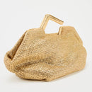 Bolsa de ouro com alça de metal, bolsa de tecido para mulheres, bolsa de vestido de noite de designer de luxo, novas embreagens de metal femininas da moda