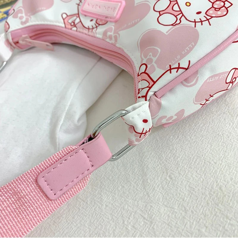 Miniso hello kitty bolsa de axilas para mulheres y2k sanrio kuromi mymelody bolsa mensageiro fofa meninas bolsa de ombro bolsa