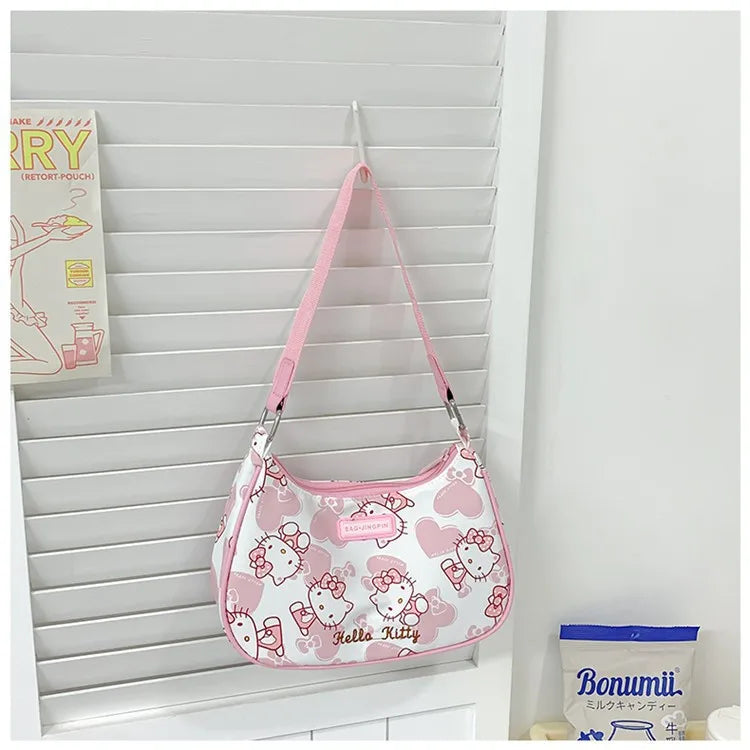Miniso hello kitty bolsa de axilas para mulheres y2k sanrio kuromi mymelody bolsa mensageiro fofa meninas bolsa de ombro bolsa