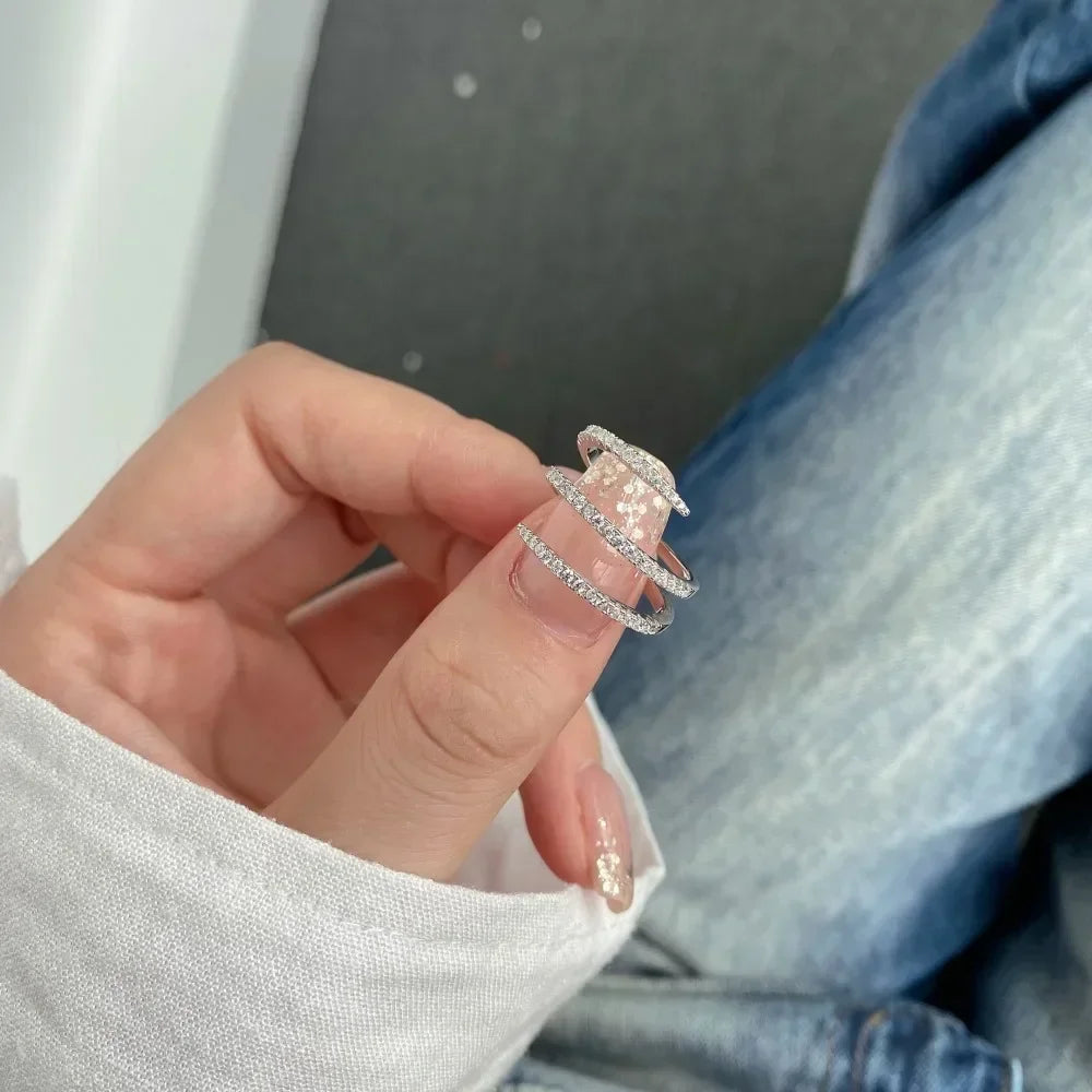 Trumium-Anéis de meteoro criativo para mulheres, 100% 925 prata esterlina, banhado a ouro 18k, linha completa de zircão 5a, presente de casamento luxuoso