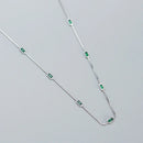Woozu real 925 prata esterlina moda elegante verde quadrado zircão colar para mulher caixa de festa encantos gargantilha jóias presente