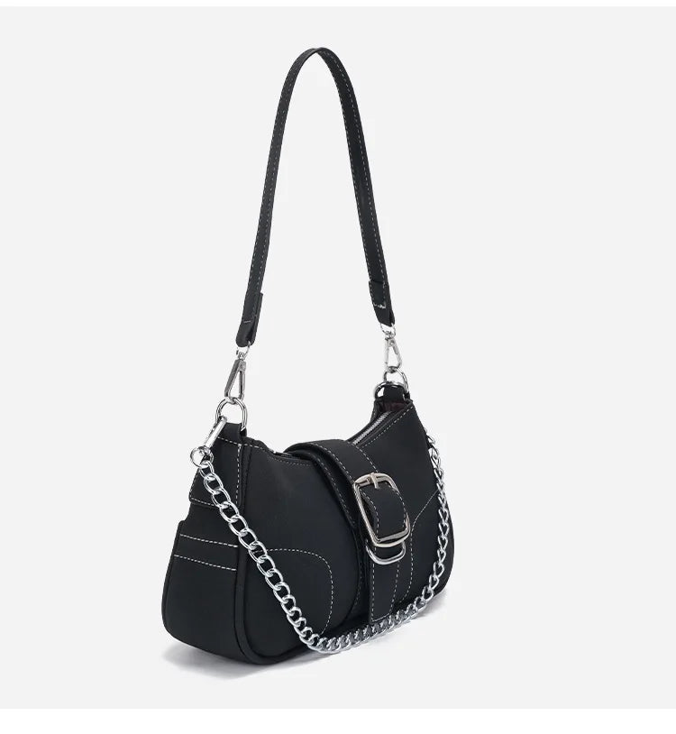 Bolsa retrô fosca nas axilas, nova bolsa baguete minimalista feminina, bolsa pequena crossbody de ombro único elegante e versátil