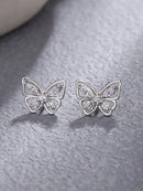 Gra 18k ouro pequeno bonito borboleta brincos para presente feminino real 925 prata esterlina original de alta qualidade festa jóias finas