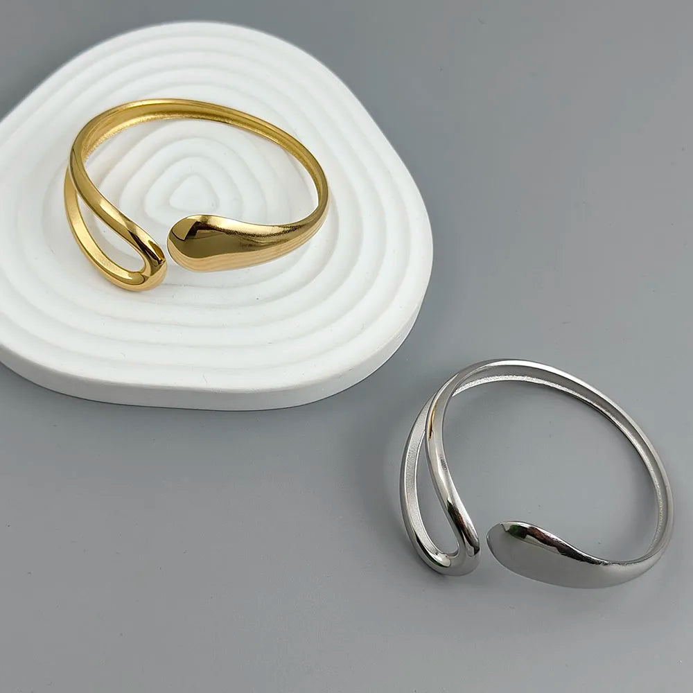 Nova gota de água oca de aço inoxidável banhado a ouro 18K pulseira, joias de prata à prova d'água de alta qualidade, presente para casais