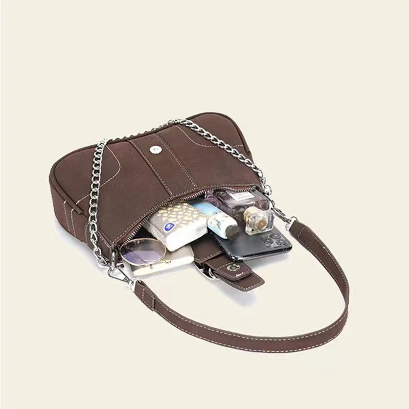 Bolsa retrô fosca nas axilas, nova bolsa baguete minimalista feminina, bolsa pequena crossbody de ombro único elegante e versátil