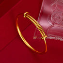 Pulseira da sorte de ouro amarelo 18k puro para mulheres tendência grama dourada alça suave push and pull para joias femininas