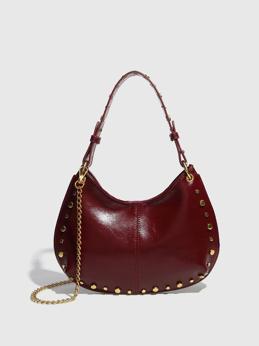 2025 nova moda na moda bolsa nas axilas rebitada bolsa de ombro corrente boston crossbody saco