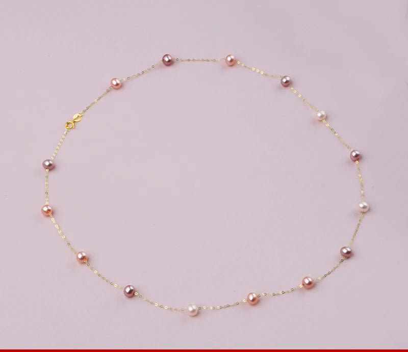 Ninfa real 18k ouro natural pérola colar au750 jóias finas perto redondo presente de aniversário para mulher cor misturada X321-1