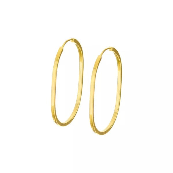 Brinco De Ouro 18k Argola Ovalada Slim M