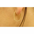 Brinco De Ouro 18k Argola Ovalada Slim M