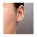 Brinco De Ouro 18k Com Pedra De Zircônia Rosa De 8mm