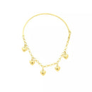 Pulseira De Ouro 18k Meia Algema Com Berloques de Corações