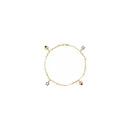 Pulseira De Ouro 18k Corações e Estrelas Tricolor Com 19cm