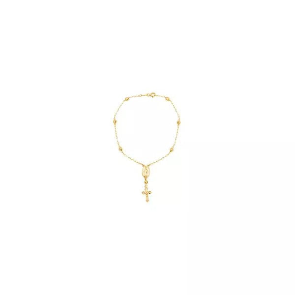 Pulseira De Ouro 18k Terço De Mão Com 17cm