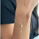 Pulseira De Ouro 18k Terço De Mão Com 17cm