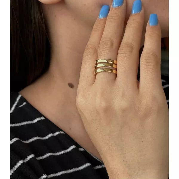 Anel De Ouro 18k Celeste