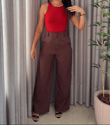 Calça Pantalona com Botões