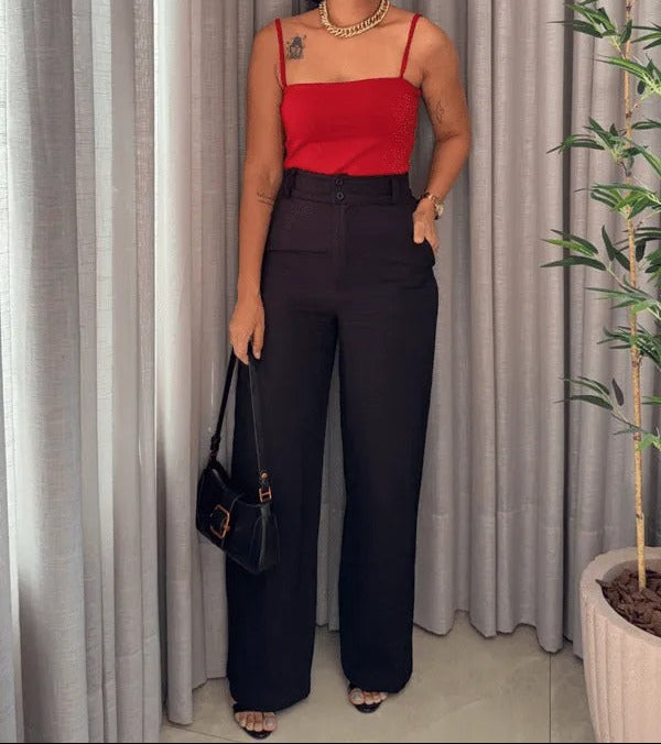 Calça Pantalona com Botões