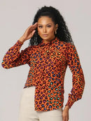 Camisa Manga Longa Punho Lastex Animal Print